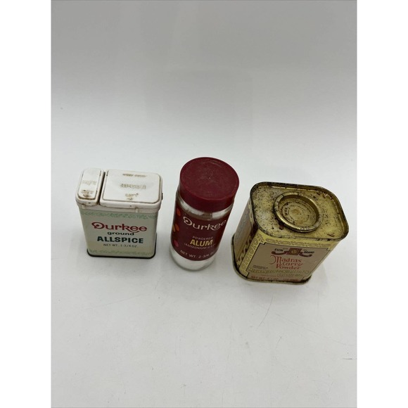 Vintage Durkee's Spices Tin + Glass Bottles Madras Curry Powder - Picture 5 of 8
